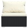 vidaXL Garden Middle Sofa with Cushions Black Poly Rattan
