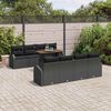 vidaXL Garden Sofa Set with Storage 9 pcs Black Poly rattan