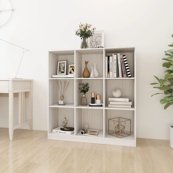 vidaXL Book Cabinet/Room Divider White 104x33.5x110 cm Solid Pinewood