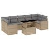 vidaXL 8 Piece Garden Sofa Set with Cushions Beige Poly Rattan