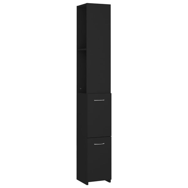 vidaXL Bathroom Cabinet Black 25x26.5x170 cm Engineered Wood