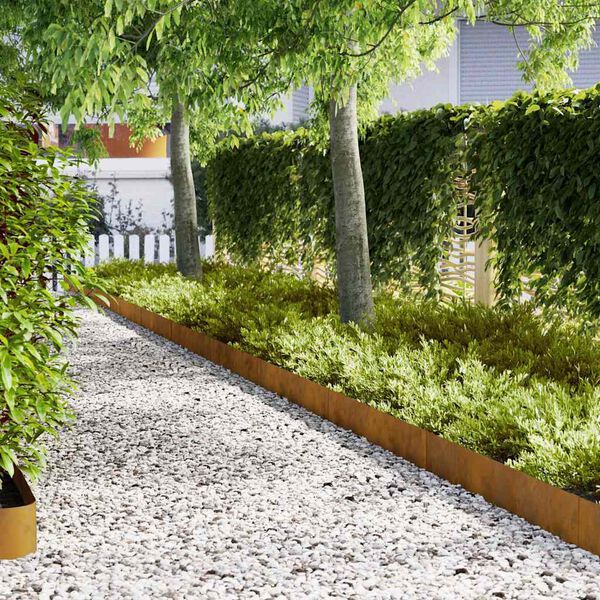 vidaXL Lawn Edging 10 pcs Brown 100 x 0.05 x 20 cm Weathering Steel