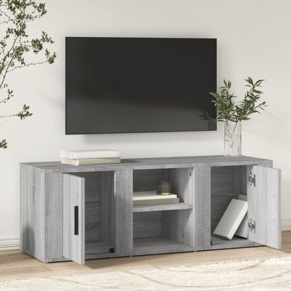 vidaXL TV Cabinet Grey Sonoma 100x31.5x35 cm Engineered Wood