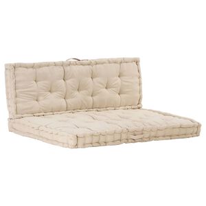 vidaXL Pallet Floor Cushions 2 pcs Cotton Beige