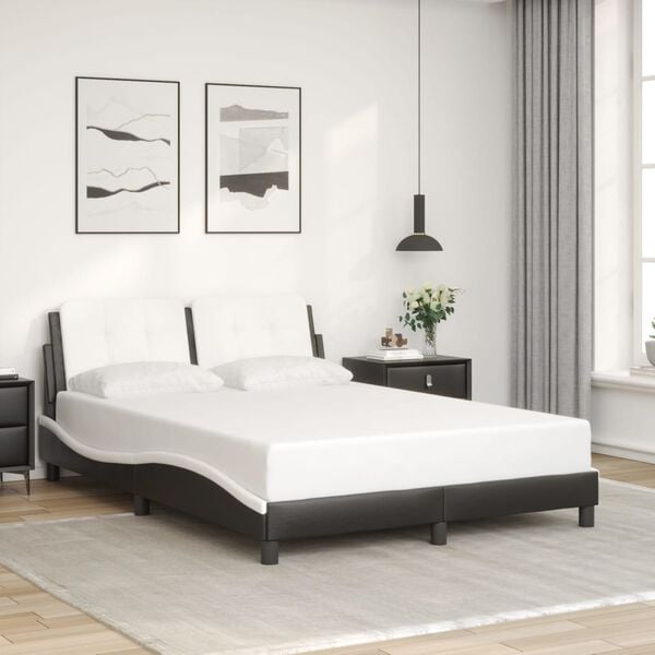 vidaXL Bed Frame without Mattress "Zadar" Black and White 137x190 cm Faux Leather