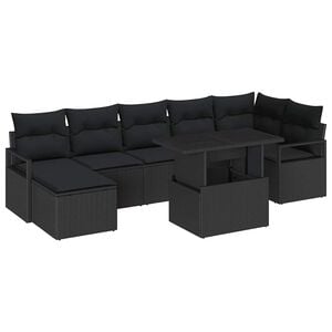 vidaXL Garden Sofa Set 8 pcs Black Poly rattan