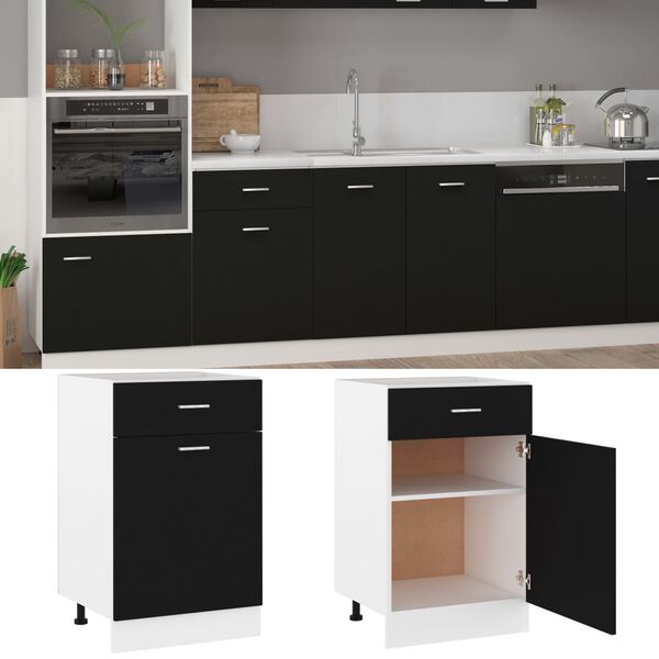 vidaXL Drawer Bottom Cabinet Lyon Black 50x46x81.5 cm Engineered Wood
