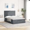 vidaXL Ottoman Bed with Mattresses & LEDs Dark Grey Double Velvet