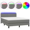 vidaXL Box Spring Bed with Mattress&LED Dark Grey 137x187 cm Double Size Fabric