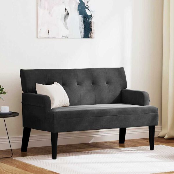 vidaXL Bench Black 112 x 65.5 x 75 cm Velvet