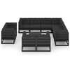 vidaXL 12 Piece Garden Lounge Set with Cushions Black Solid Pinewood