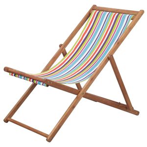 vidaXL Folding Chair Fabric and Wooden Frame Multicolour