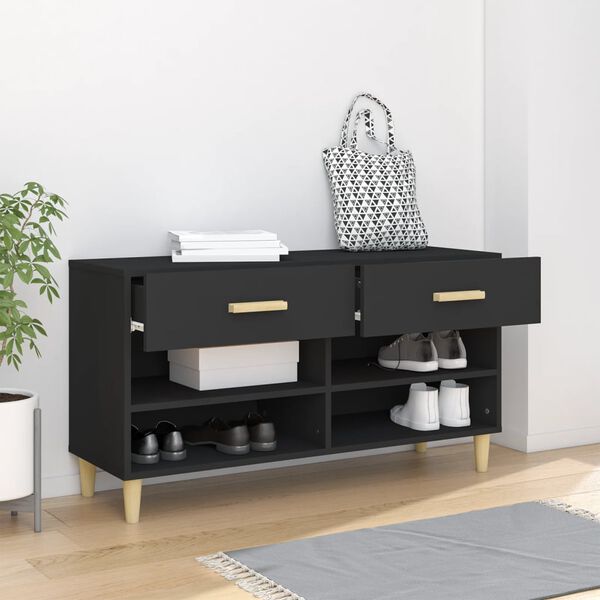 vidaXL Shoe Cabinet Black 102x35x55 cm Engineered Wood
