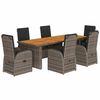 vidaXL 7 Piece Garden Dining Set with Cushions Grey Poly Rattan