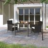 vidaXL 3 Piece Garden Dining Set Poly Rattan and Tempered Glass Black