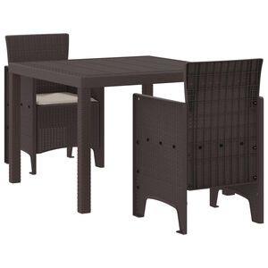 vidaXL Garden Dining Set 3 pcs Brown Polypropylene