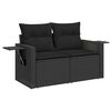 vidaXL 7 Piece Garden Sofa Set with Cushions Black Poly Rattan