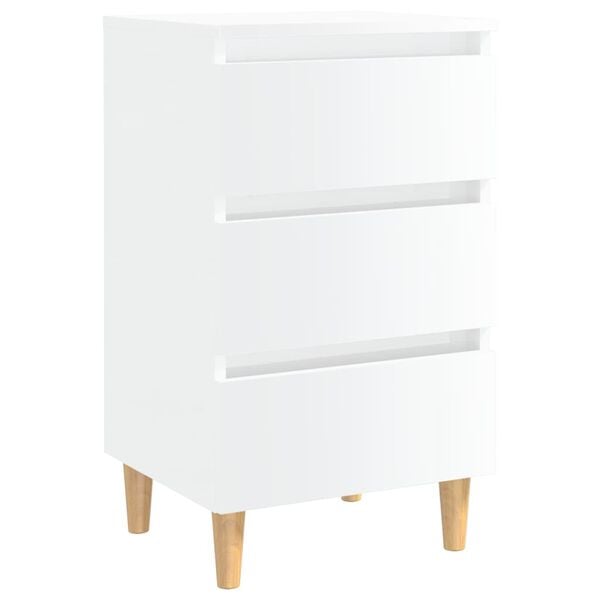 vidaXL Bed Cabinets & Wood Legs 2 pcs High Gloss White 40x35x69cm