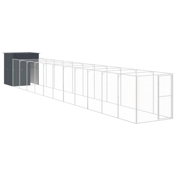 vidaXL Dog House with Run Anthracite 165x1271x181 cm Galvanised Steel