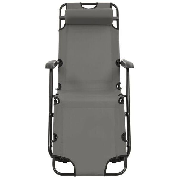 vidaXL Folding Sun Loungers 2 pcs with Footrests Steel Grey