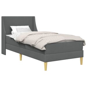 vidaXL Bed Frame with Mattress Dark Grey 107 x 203 cm Fabric