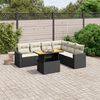 vidaXL 7 Piece Garden Sofa Set with Cushions Black Poly Rattan