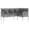 vidaXL L-shaped Couch Sofa with Cushions Poly Rattan Grey