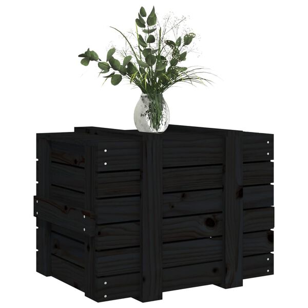 vidaXL Storage Box Black 58x40.5x42 cm Solid Wood Pine
