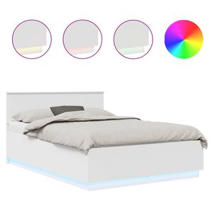 vidaXL Bed Frame with Headboard White 150 x 200 cm Engineered Wood