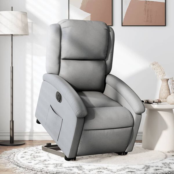 vidaXL Electric Stand up Recliner Chair Light Grey Fabric