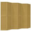 vidaXL Room Divider 6 Panels Brown Solid Wood Paulownia