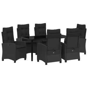 vidaXL Garden Dining Set 7 pcs Black Poly Rattan