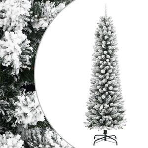 vidaXL Christmas Tree | White and green | PVC, PE, steel | Slim