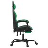 vidaXL Gaming Chair with Footrest Black and Green Faux Leather