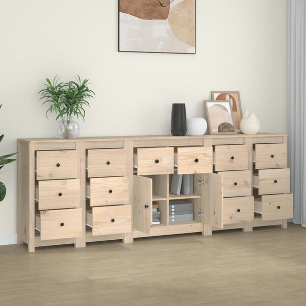 vidaXL Sideboard 230x35x80 cm Solid Wood Pine
