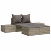 vidaXL Double Sun Lounger with Cushions Grey Poly Rattan