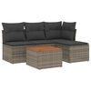 vidaXL 5 Piece Garden Sofa Set with Cushions Grey Poly Rattan