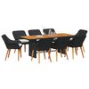 vidaXL Garden Dining Set 9 pcs Black and brown Poly Rattan