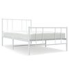 vidaXL Metal Bed Frame without Mattress with Footboard White 90x190cm