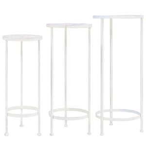 vidaXL Plant Stand Set 3 Pieces Vintage Style Metal Antique White