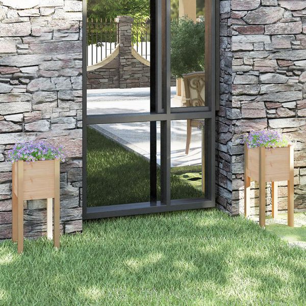 vidaXL Garden Planters 2 pcs 31x31x70 cm Solid Pinewood