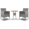 vidaXL 3 Piece Garden Dining Set Poly Rattan Grey