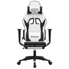 vidaXL Gaming Chair with Footrest White and Black Faux Leather