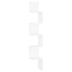 vidaXL Wall Corner Shelf White 20x20x127,5 cm Engineered Wood