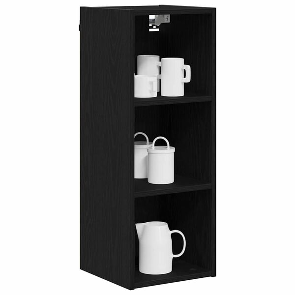 vidaXL Hanging Cabinet Black Oak 30 x 29.5 x 80 cm Engineered Wood