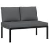 vidaXL 3 Piece Garden Sofa Set with Cushions Black Aluminium