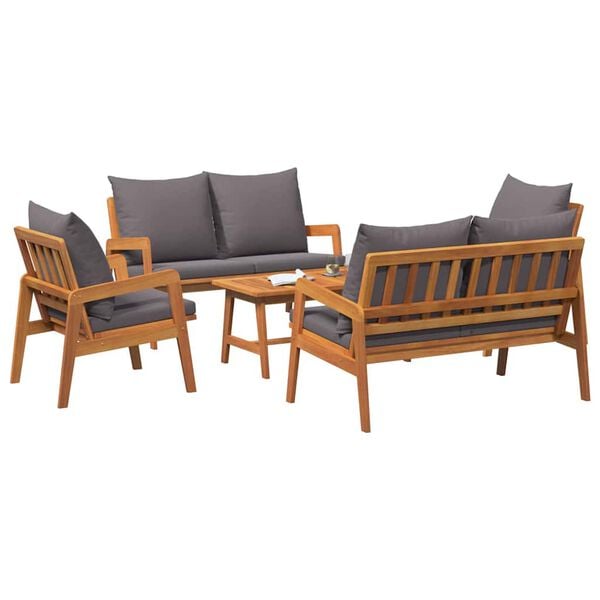 vidaXL Bistro Set with Cushion 5 pcs Brown Solid Acacia Wood