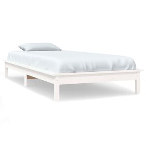 vidaXL Bed Frame without Mattress White Single Solid Wood