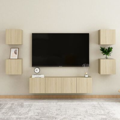 vidaXL Wall Mounted TV Cabinets 4 pcs Sonoma Oak 30.5x30x30 cm