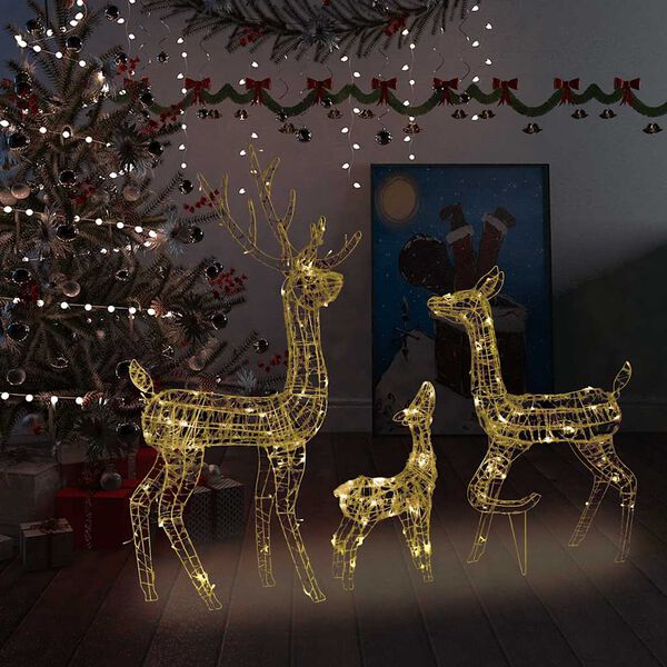 vidaXL Acrylic Reindeer Family Christmas Decoration 300 LED Warm White